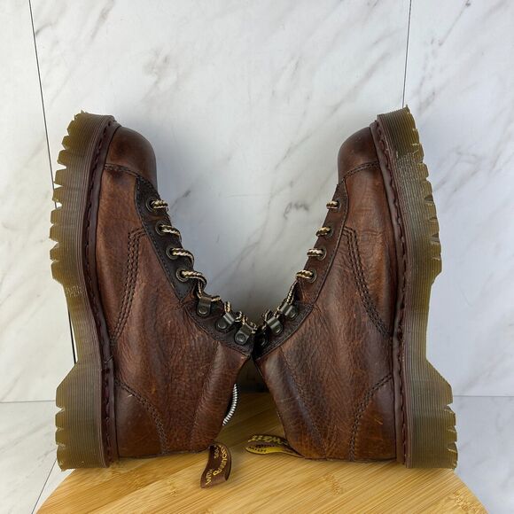 Dr. Doc Martens 8287 Made In England Mens Size 7 Brown Leather Work Boots Shoes - Picture 5 of 8